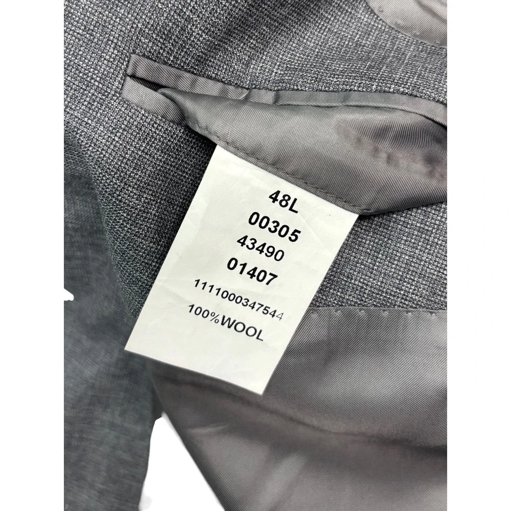 Jos A Bank 48L 43x32 Gray 2pc Pant Suit Signature Collection Wool Flat Front